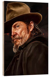 Holzbild Rooster Cogburn, True Grit - Jeff Bridges - Dmitry Belov