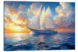 Alubild Weißes Segelboot auf dem Meer - Maria Tuzhilkina