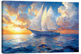 Leinwandbild Weißes Segelboot auf dem Meer - Maria Tuzhilkina