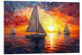 Acrylglasbild Sonnenuntergang auf See - Maria Tuzhilkina