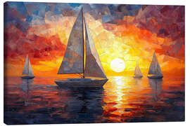 Leinwandbild Sonnenuntergang auf See - Maria Tuzhilkina