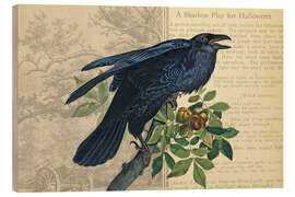 Holzbild Halloween-Rabe