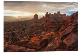 Acrylglasbild Arches-Nationalpark bei Sonnenaufgang, USA - Martin Podt