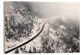 Holzbild Verschneite Herbststraße in Utah, USA - Martin Podt