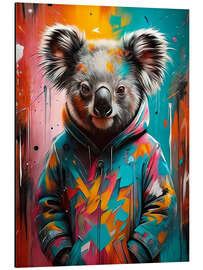 Alubild Graffiti-Koala im bunten Hoodie - nobelart