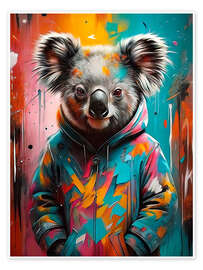 Wandbild Graffiti-Koala im bunten Hoodie - nobelart