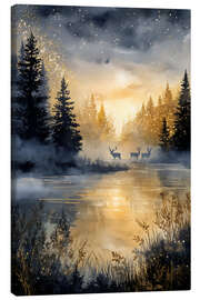 Leinwandbild Tiersiluetten im Nebel - Steffen Gierok