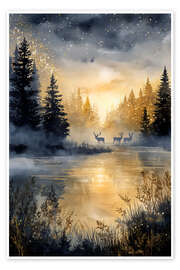 Wandbild Tiersiluetten im Nebel - Steffen Gierok