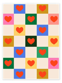 Poster Herz-Schachbrett für Valentinstag