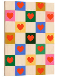 Holzbild Herz-Schachbrett für Valentinstag