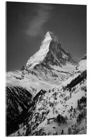 Acrylglasbild Gipfel des Matterhorn mit Schnee im Winter, Schweiz - Christian Müringer