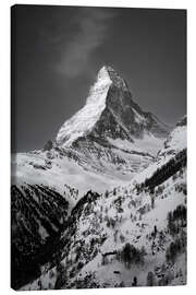Leinwandbild Gipfel des Matterhorn mit Schnee im Winter, Schweiz - Christian Müringer