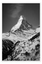 Wandbild Gipfel des Matterhorn mit Schnee im Winter, Schweiz - Christian Müringer