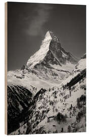 Holzbild Gipfel des Matterhorn mit Schnee im Winter, Schweiz - Christian Müringer