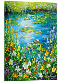 Acrylglasbild Teich am blühenden Ufer - Olha Darchuk