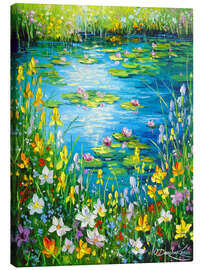 Leinwandbild Teich am blühenden Ufer - Olha Darchuk