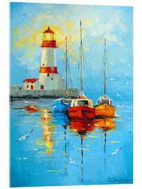 Acrylglasbild Ein ruhiger Hafen am Leuchtturm - Olha Darchuk