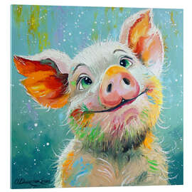 Acrylglasbild Glückliches Ferkel - Olha Darchuk