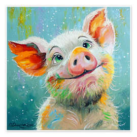 Wandbild Glückliches Ferkel - Olha Darchuk