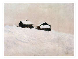 Wandbild Häuser im Schnee in Norwegen, 1895 - Claude Monet