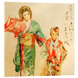 Acrylglasbild Sada Yacco, Geisha, mit Kind - Max Slevogt