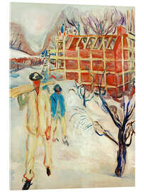 Acrylic print Construction workers in the snow, 1919 - Edvard Munch