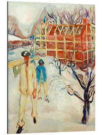 Aluminium print Construction workers in the snow, 1919 - Edvard Munch
