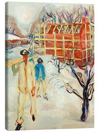 Tableau sur toile Construction workers in the snow, 1919 - Edvard Munch