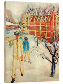 Holzbild Bauarbeiter im Schnee, 1919 - Edvard Munch
