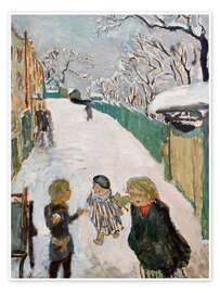 Wandbild Kinder spielen im Schnee, 1907
