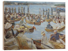 Holzbild Sommerabend an der Alster mit Bootfahrenden, 1911 - Max Liebermann