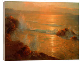 Holzbild Meeresbrandung bei Sonnenuntergang, 1909 - Adolf Münzer