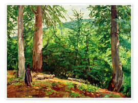Poster Schäfer mit Schafherde im Taunus, 1927 - Philipp Franck