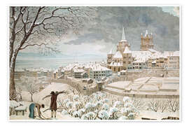 Wandbild Lausanne unter Schnee, 1830