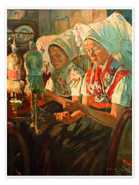 Wandbild Spreewälderinnen beim Spinnen, 1907 - Philipp Franck