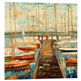 Acrylglasbild Bootssteg mit Segelbooten, 1932 - Philipp Franck