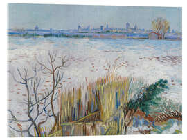 Acrylglasbild Verschneite Landschaft mit Arles im Hintergrund, 1888 - Vincent van Gogh