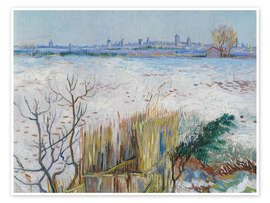 Wandbild Verschneite Landschaft mit Arles im Hintergrund, 1888 - Vincent van Gogh