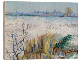 Holzbild Verschneite Landschaft mit Arles im Hintergrund, 1888 - Vincent van Gogh