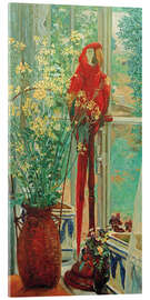 Acrylglasbild Blumenstilleben mit Papagei am Fenster, 1906 - Heinrich Vogeler