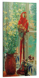 Alubild Blumenstilleben mit Papagei am Fenster, 1906 - Heinrich Vogeler