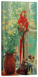 Leinwandbild Blumenstilleben mit Papagei am Fenster, 1906 - Heinrich Vogeler