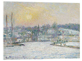 Acrylglasbild Blick auf Bazincourt, Schnee, Sonnenuntergang, 1892 - Camille Pissarro