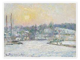Wandbild Blick auf Bazincourt, Schnee, Sonnenuntergang, 1892 - Camille Pissarro