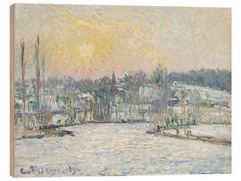 Holzbild Blick auf Bazincourt, Schnee, Sonnenuntergang, 1892 - Camille Pissarro