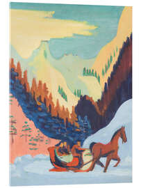 Acrylglasbild Schlittenfahrt im Schnee, 1929 - Ernst Ludwig Kirchner