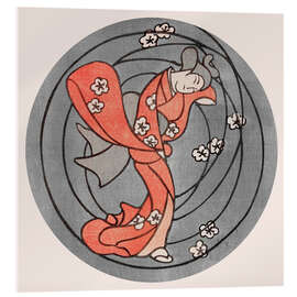 Acrylglasbild Geisha im roten Kimono - Asai Chū