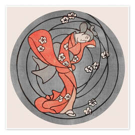 Wandbild Geisha im roten Kimono - Asai Chū