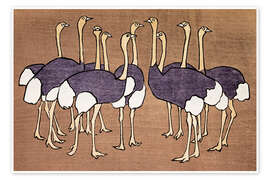 Wandbild Straußenherde - Asai Chū