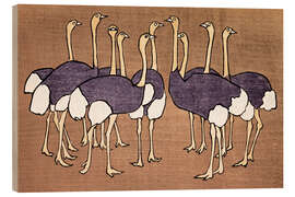 Holzbild Straußenherde